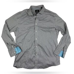 Psycho Bunny Shirt Mens 16.5 32 33 Black Gingham Check Modern Fit Button Down